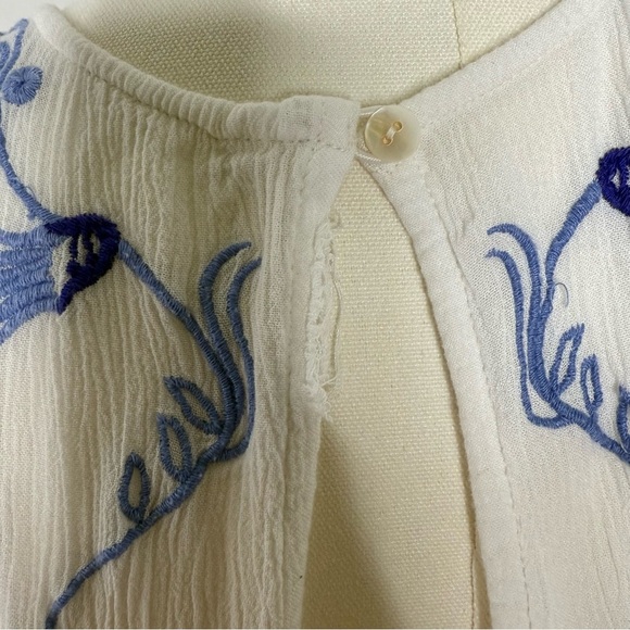 Free People Adelaide Festival Slip Dress Ivory White with Blue Embroidery Large - Picture 6 of 10